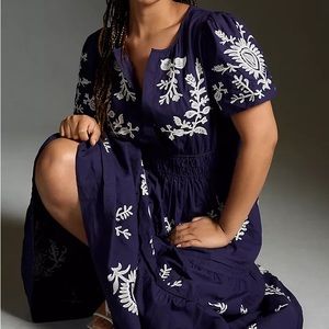 Anthropologie Somerset dress in navy and white